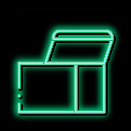 Square Opened Cardboard Carton Box neon light sign vector. Glowing bright icon transparent symbol illustrationのイラスト素材