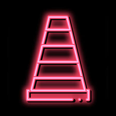 Road Cone neon light sign vector. Glowing bright icon Road Cone sign. transparent symbol illustrationのイラスト素材