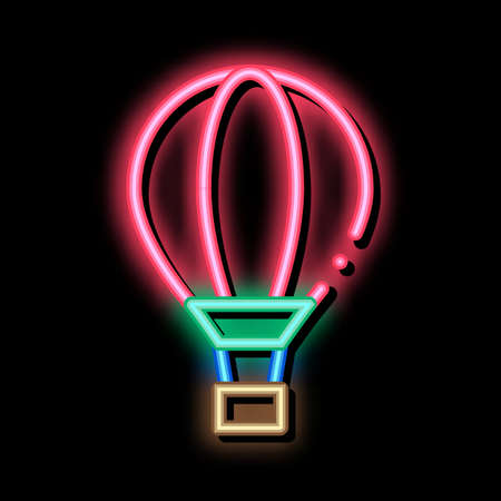 Trip Air Balloon neon light sign vector. Glowing bright icon Trip Air Balloon sign. transparent symbol illustrationのイラスト素材