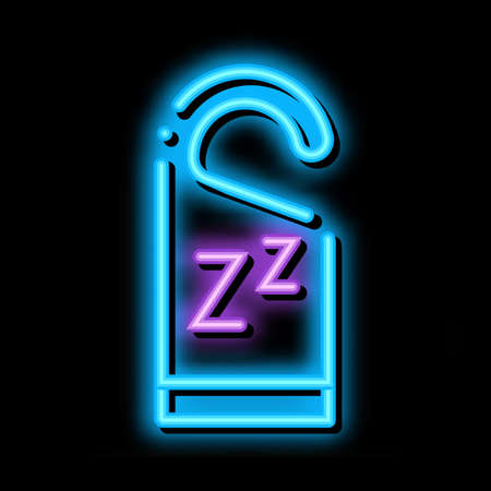 Hotel Handle Label Zzz neon light sign vector. Glowing bright icon Hotel Handle Label Zzz sign. transparent symbol illustrationのイラスト素材
