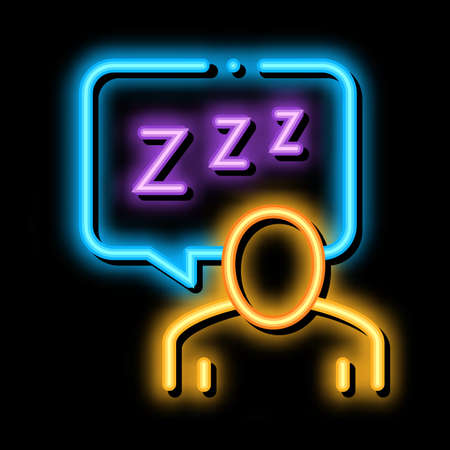 Human Zzz In Quote Frame neon light sign vector. Glowing bright icon Human Zzz In Quote Frame sign. transparent symbol illustrationのイラスト素材