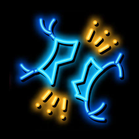 Broken Spine neon light sign vector. Glowing bright icon Broken Spine sign. transparent symbol illustrationのイラスト素材