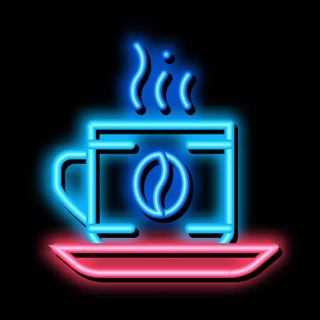 Coffee Cup Drink neon light sign vector. Glowing bright icon Coffee Cup Drink sign. transparent symbol illustrationのイラスト素材