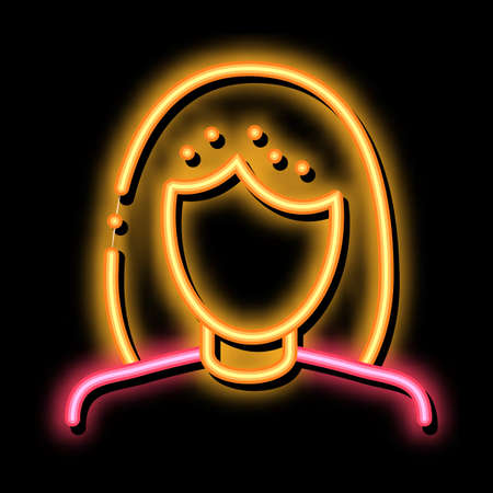 Woman Silhouette neon light sign vector. Glowing bright icon Woman Silhouette sign. transparent symbol illustrationのイラスト素材