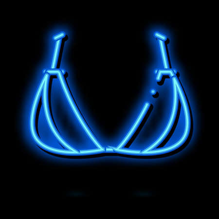 Triangle Brassiere neon light sign vector. Glowing bright icon Triangle Brassiere sign. transparent symbol illustrationのイラスト素材