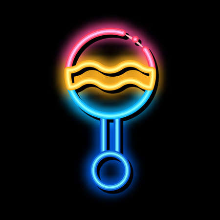 Baby Beanbag Toy neon light sign vector. Glowing bright icon Baby Beanbag Toy sign. transparent symbol illustrationのイラスト素材