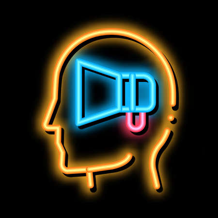 Loudspeaker Head neon light sign vector. Glowing bright icon Loudspeaker Head sign. transparent symbol illustrationのイラスト素材