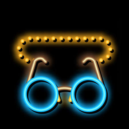 Glasses For Sight neon light sign vector. Glowing bright icon Glasses For Sight sign. transparent symbol illustrationのイラスト素材