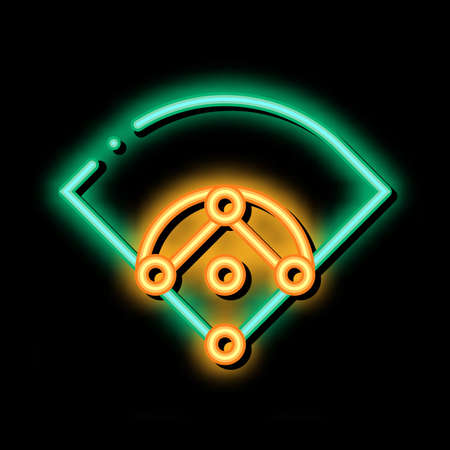 Baseball Field neon light sign vector. Glowing bright icon Baseball Field isometric sign. transparent symbol illustrationのイラスト素材