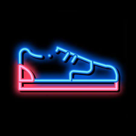 Sneaker Shoe neon light sign vector. Glowing bright icon Sneaker Shoe isometric sign. transparent symbol illustrationのイラスト素材