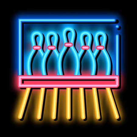 Bowling Lanes neon light sign vector. Glowing bright icon Bowling Lanes isometric sign. transparent symbol illustrationのイラスト素材