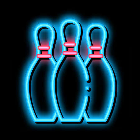 Bowling Skittles neon light sign vector. Glowing bright icon Bowling Skittles isometric sign. transparent symbol illustrationのイラスト素材