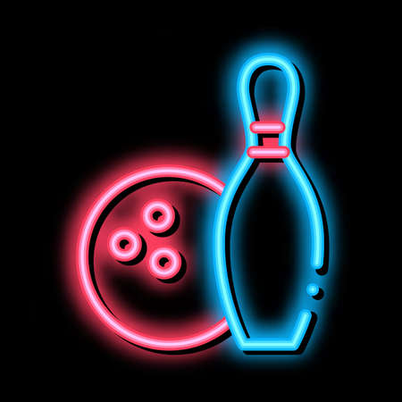 Game Ball Skittle neon light sign vector. Glowing bright icon Game Ball Skittle isometric sign. transparent symbol illustrationのイラスト素材