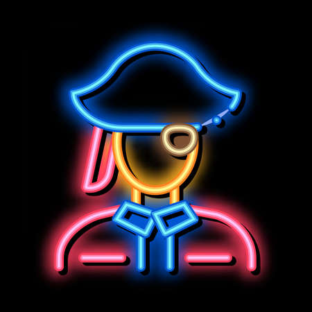 Pirate Silhouette neon light sign vector. Glowing bright icon Pirate Silhouette isometric sign. transparent symbol illustrationのイラスト素材