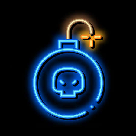 Burning Bomb neon light sign vector. Glowing bright icon Burning Bomb isometric sign. transparent symbol illustrationのイラスト素材