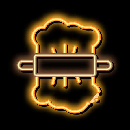 Rolling Dough neon light sign vector. Glowing bright icon Rolling Dough isometric sign. transparent symbol illustrationのイラスト素材