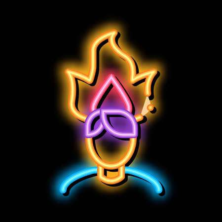 Burning Man Head neon light sign vector. Glowing bright icon Burning Man Head isometric sign. transparent symbol illustrationのイラスト素材