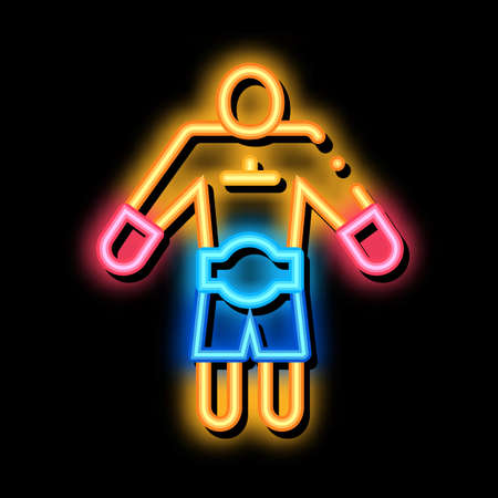 Winner Boxer neon light sign vector. Glowing bright icon Winner Boxer sign. transparent symbol illustrationのイラスト素材