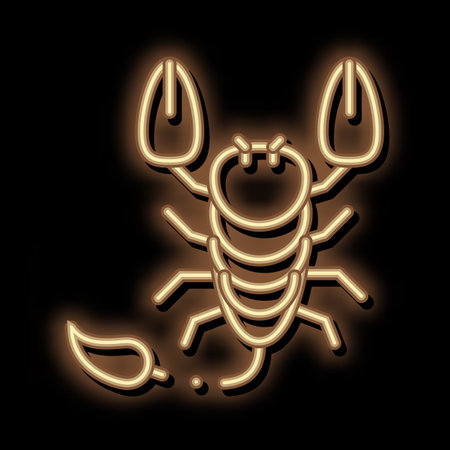 Scorpio neon light sign vector. Glowing bright icon Scorpio sign. transparent symbol illustrationのイラスト素材