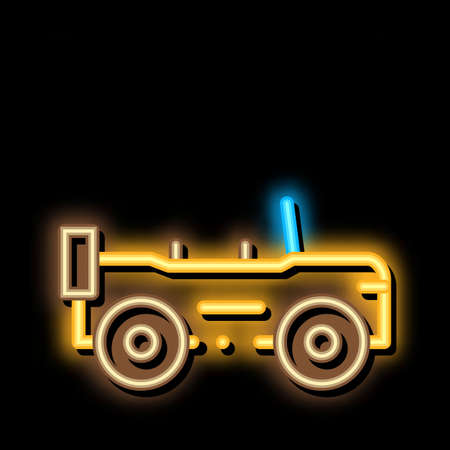 Automobile neon light sign vector. Glowing bright icon Automobile sign. transparent symbol illustrationのイラスト素材