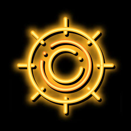 Scorching Sun neon light sign vector. Glowing bright icon Scorching Sun sign. transparent symbol illustrationのイラスト素材