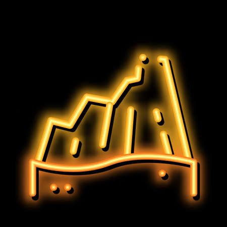 Desert Mountain neon light sign vector. Glowing bright icon Desert Mountain sign. transparent symbol illustrationのイラスト素材