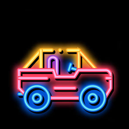 Car neon light sign vector. Glowing bright icon Car sign. transparent symbol illustrationのイラスト素材