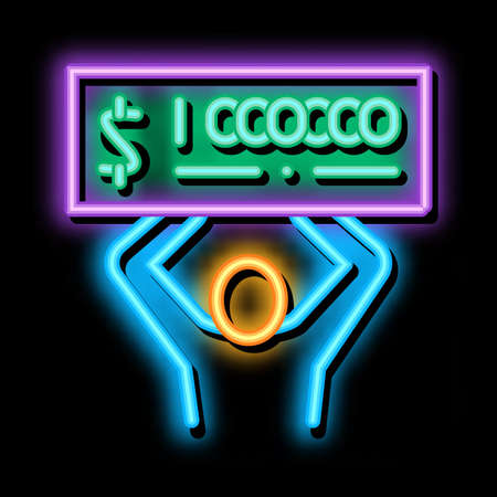 Winner with Check Million neon light sign vector. Glowing bright icon Winner with Check Million sign. transparent symbol illustrationのイラスト素材