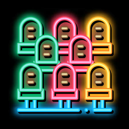 Spectator Seating neon light sign vector. Glowing bright icon Spectator Seating sign. transparent symbol illustrationのイラスト素材