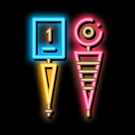 Championship Cup neon light sign vector. Glowing bright icon Championship Cup sign. transparent symbol illustrationのイラスト素材