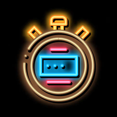 Stopwatch neon light sign vector. Glowing bright icon Stopwatch sign. transparent symbol illustrationのイラスト素材