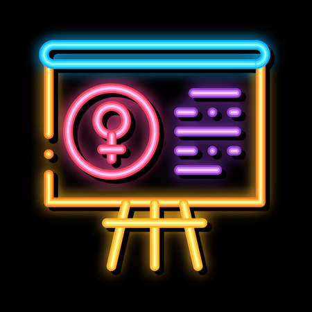 Blackboard Female neon light sign vector. Glowing bright icon Blackboard Female sign. transparent symbol illustrationのイラスト素材