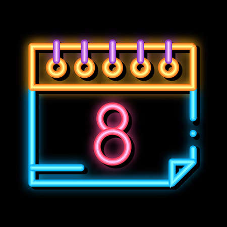 Woman Day Date neon light sign vector. Glowing bright icon Woman Day Date sign. transparent symbol illustrationのイラスト素材