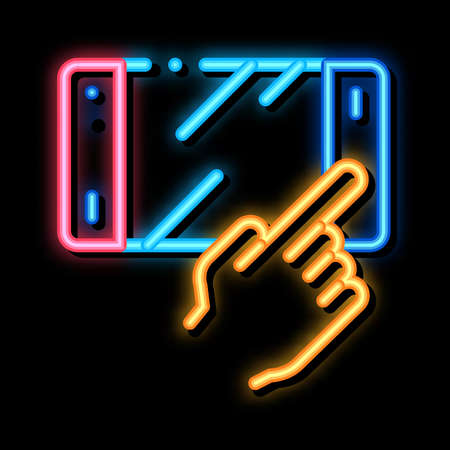 Game Console neon light sign vector. Glowing bright icon Game Console sign. transparent symbol illustrationのイラスト素材