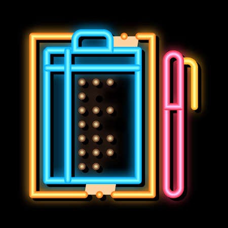 Pen And List neon light sign vector. Glowing bright icon Pen And List sign. transparent symbol illustrationのイラスト素材