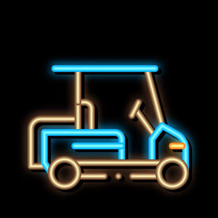 Caddy Golf Car neon light sign vector. Glowing bright icon Caddy Golf Car sign. transparent symbol illustrationのイラスト素材