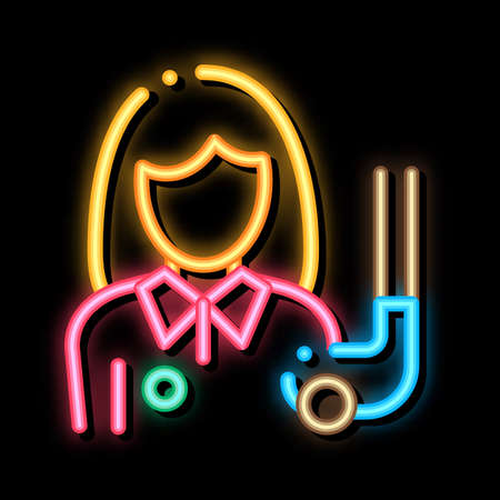 Woman Golf Player neon light sign vector. Glowing bright icon Woman Golf Player sign. transparent symbol illustrationのイラスト素材