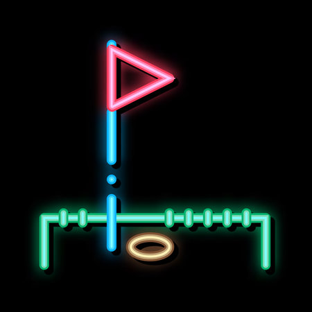 Golf Play Field neon light sign vector. Glowing bright icon Golf Play Field sign. transparent symbol illustrationのイラスト素材