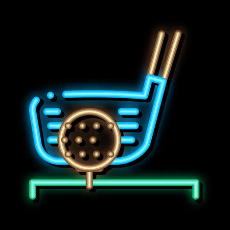 Golf Putter Ball neon light sign vector. Glowing bright icon Golf Putter Ball sign. transparent symbol illustrationのイラスト素材