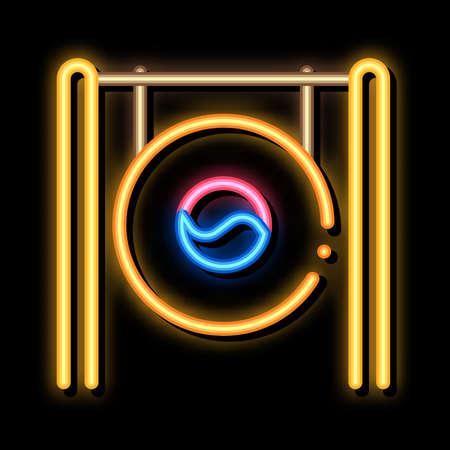 South Korea Gong neon light sign vector. Glowing bright icon South Korea Gong sign. transparent symbol illustrationのイラスト素材
