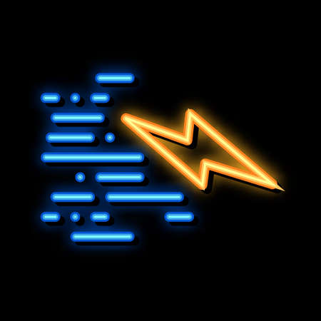 Lightning Speed neon light sign vector. Glowing bright icon Lightning Speed sign. transparent symbol illustrationのイラスト素材