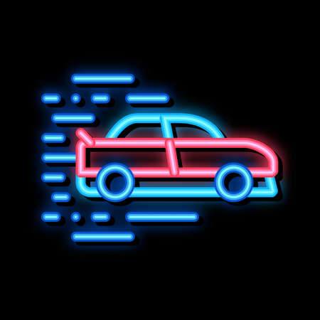 Car High Speed neon light sign vector. Glowing bright icon Car High Speed sign. transparent symbol illustrationのイラスト素材