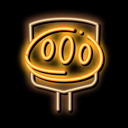 Pie On Spatula Tasty Food neon light sign vector. Glowing bright icon Homemade And Cooked Pie On Kitchen Utensil Delicious Nutrition sign. transparent symbol illustrationのイラスト素材