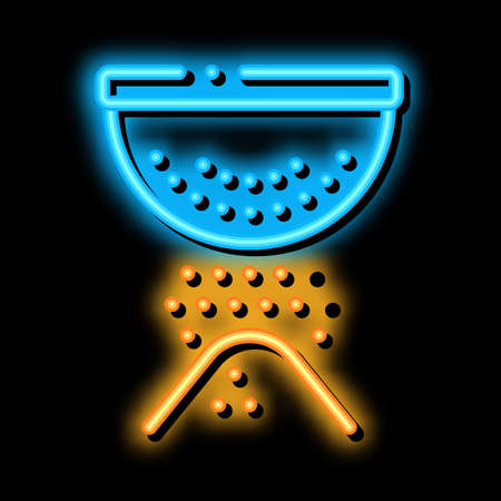 Sifting Flour Preparation neon light sign vector. Glowing bright icon Cuisine Utensil For Sifting Cookies And Pie Ingredient sign. transparent symbol illustrationのイラスト素材