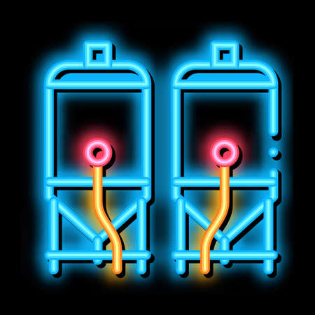 Brewing Barrels neon light sign vector. Glowing bright icon Brewing Barrels sign. transparent symbol illustrationのイラスト素材