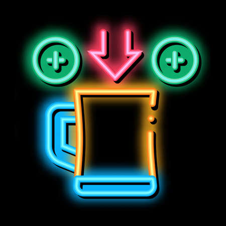 More Beer In Cup neon light sign vector. Glowing bright icon More Beer In Cup sign. transparent symbol illustrationのイラスト素材