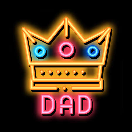 Father Crown neon light sign vector. Glowing bright icon Father Crown Sign. transparent symbol illustrationのイラスト素材