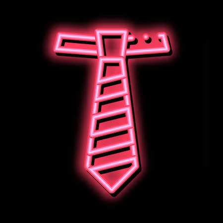 Striped Tie neon light sign vector. Glowing bright icon Striped Tie Sign. transparent symbol illustrationのイラスト素材