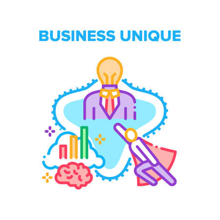 Business Unique Success Idea Vector Icon Concept. Businessman With Unique Notion Of Occupation And Startup, Analyzing Financial Risk And Planning Strategy. Entrepreneur Job Color Illustrationのイラスト素材