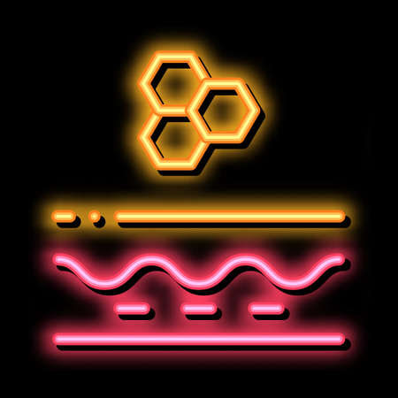particle structure of cream neon light sign vector. Glowing bright icon particle structure of cream sign. transparent symbol illustrationのイラスト素材